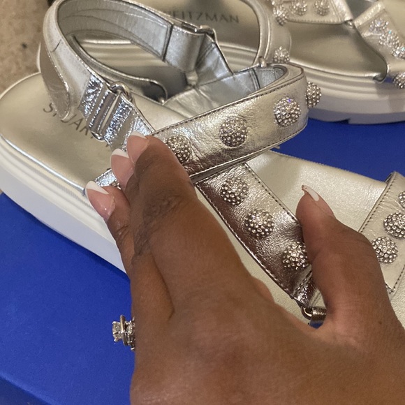Silver crystal sandals. Thick sole Very comfy. Worn once Pristine condition - Picture 6 of 6